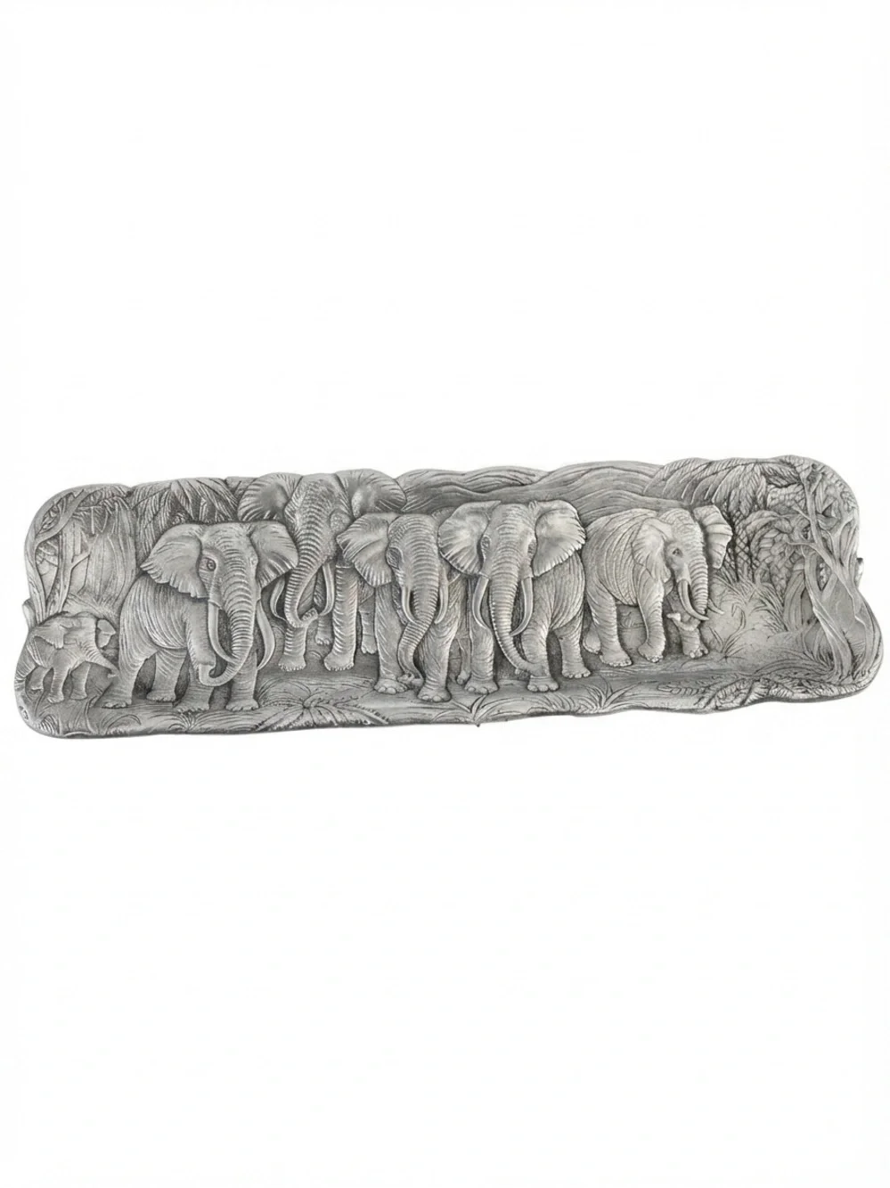 vintage Arthur Court Elephant Serving Tray, embossed safari scene-aluminum